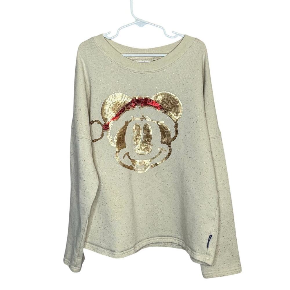 Disney World Spirit Jersey Rose Gold Sequins Glitter Christmas Sweatshirt XL Kid